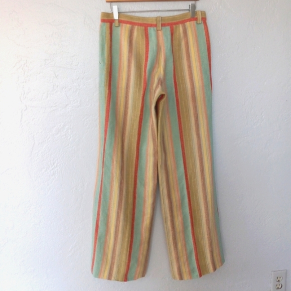 Moschino 100% Linen Wide Leg Pant Pastel Rainbow Stripe 10 - Picture 3 of 13